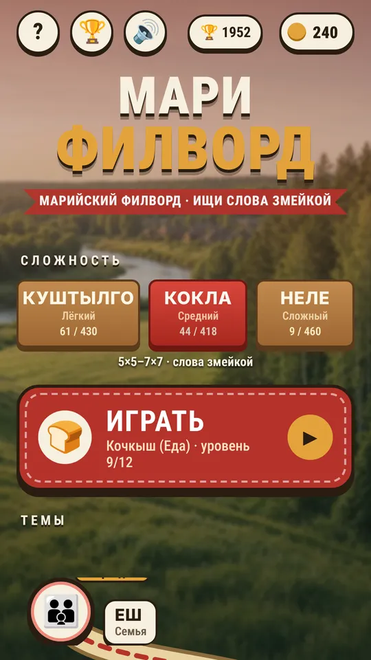 Home screen and the theme map