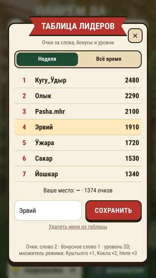 Common leaderboard