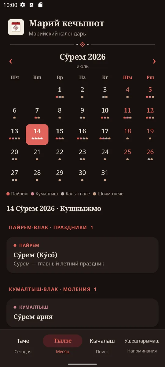 Тылзе — месяц с метками